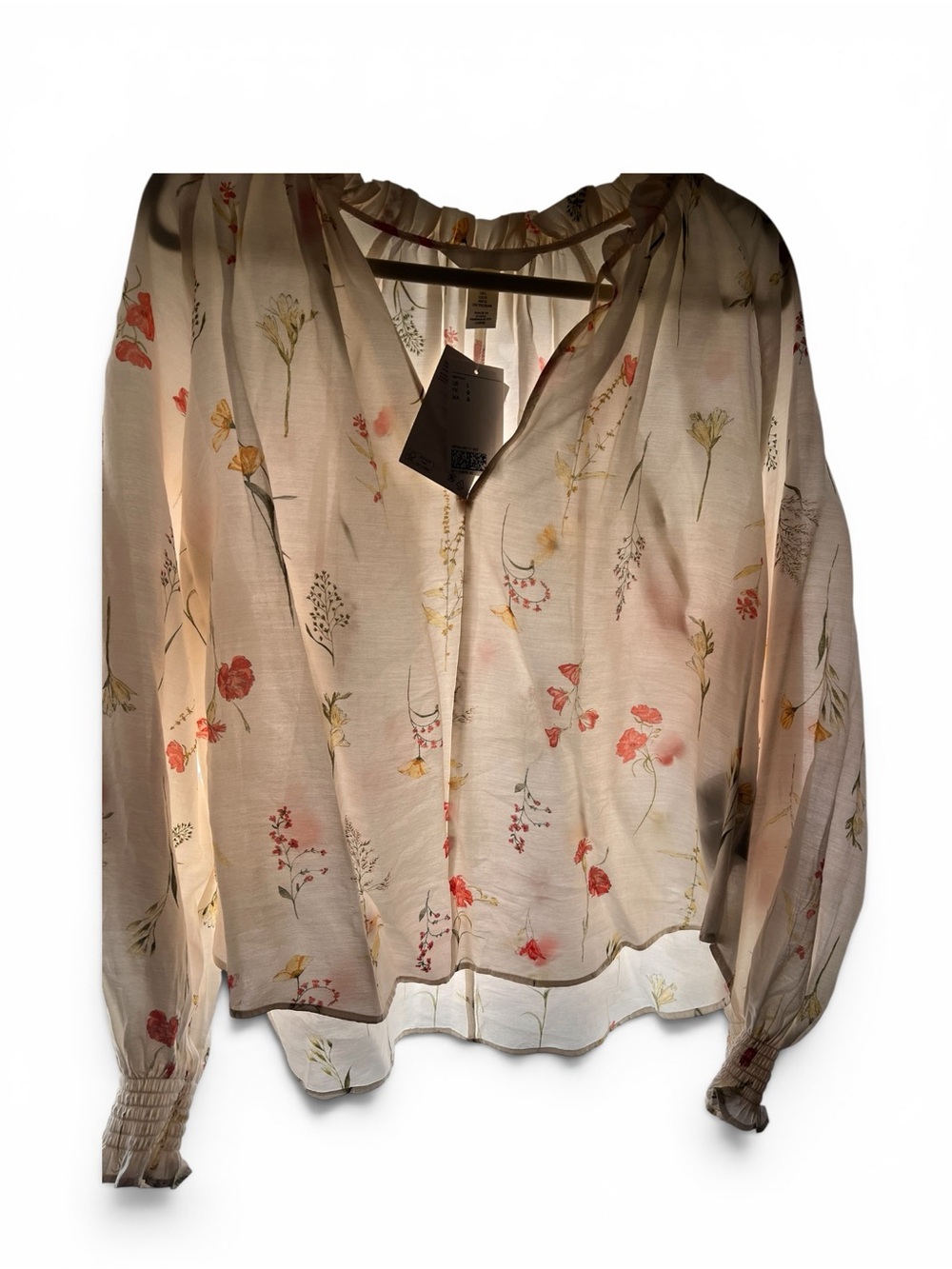 H&M Floral Blouse - Cream with Pink & Yellow Floral